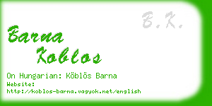barna koblos business card